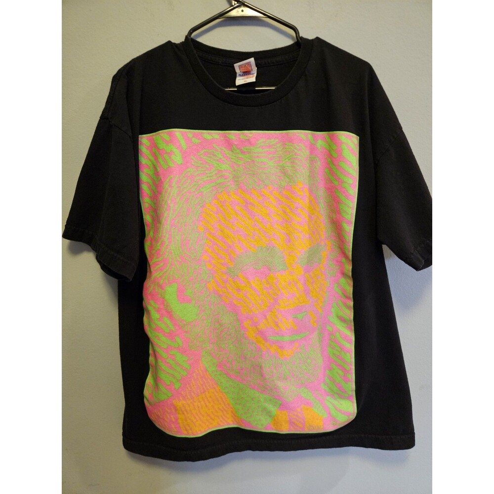 Albert Einstein Psychedelic Neon Graphic T Shirt Bayside USA Made XL Black Art